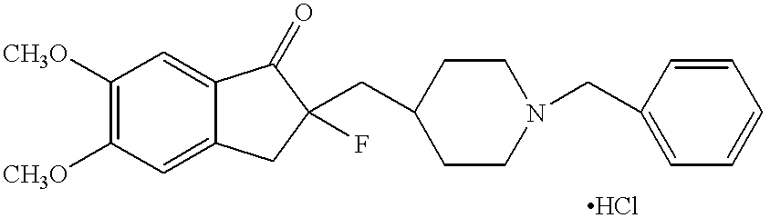 1-benzyl-4[(5,6-dimethoxy-2-fluoro-1-indanon)-2-yl]methylpiperidine