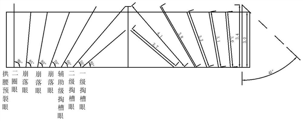 Hard rock tunnel presplitting smooth surface combined blasting structure and method for reducing blasting vibration