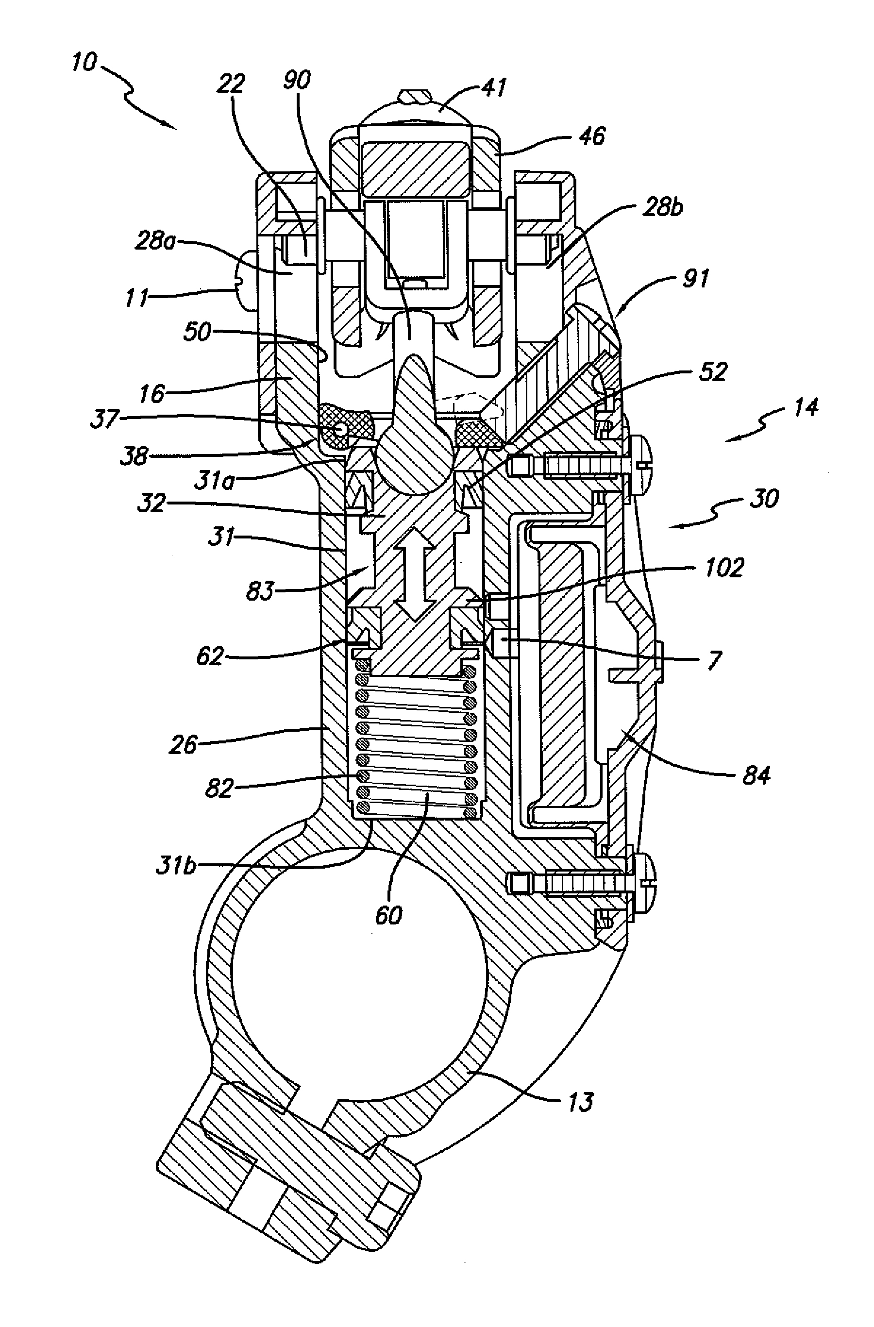 Master cylinder lever for a hydraulic brake with dead-band adjustment mechanism