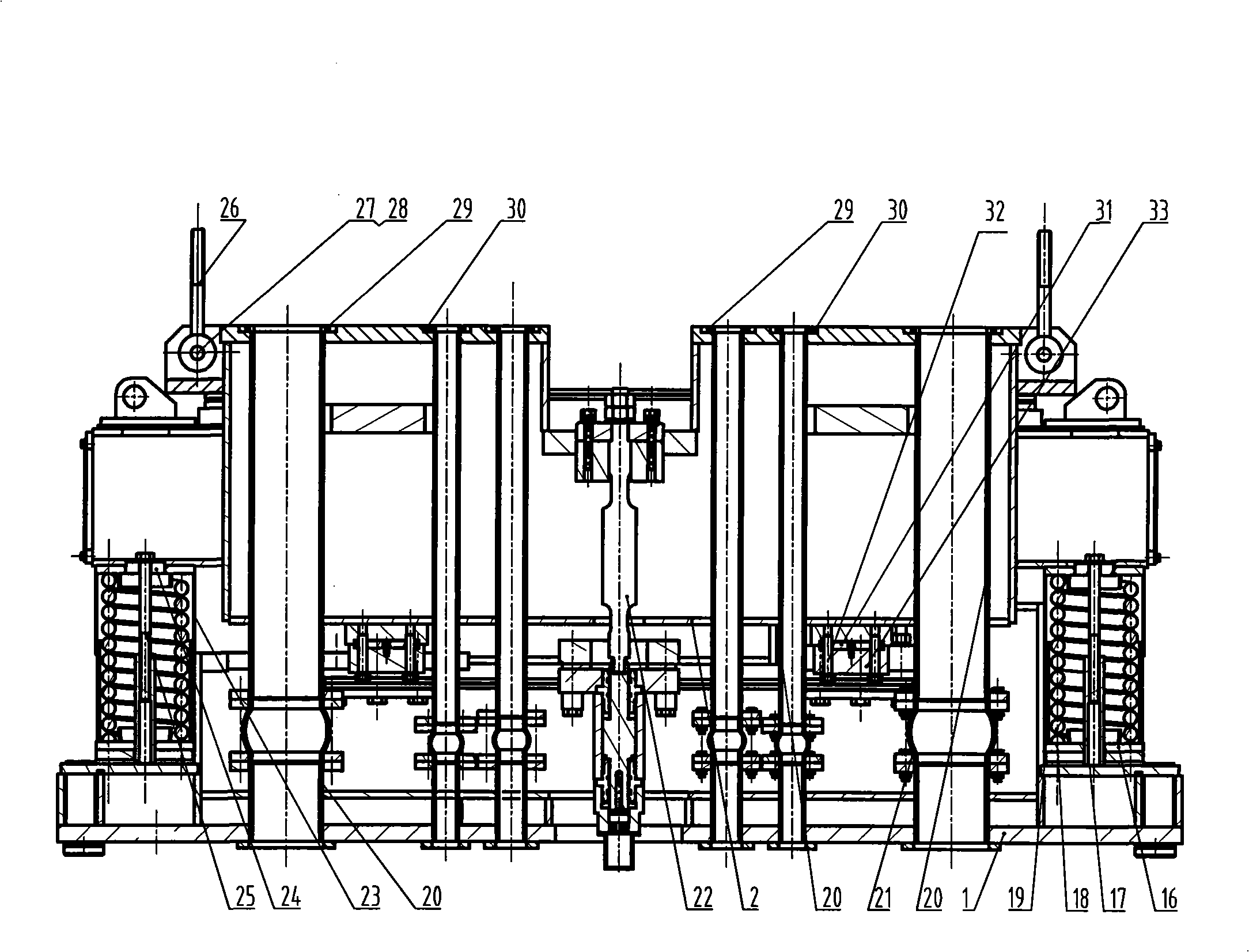 Plate-blank crystallizer hydraulic vibration device