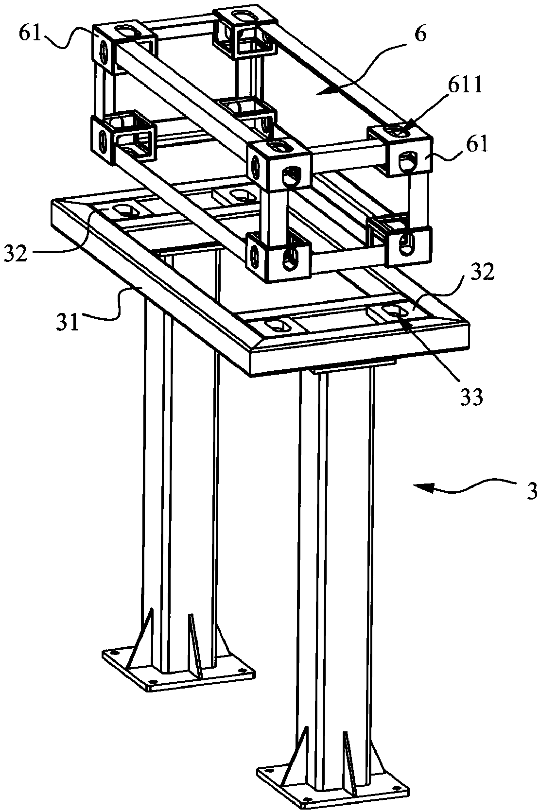 Container taking mechanism and container simulation testbed