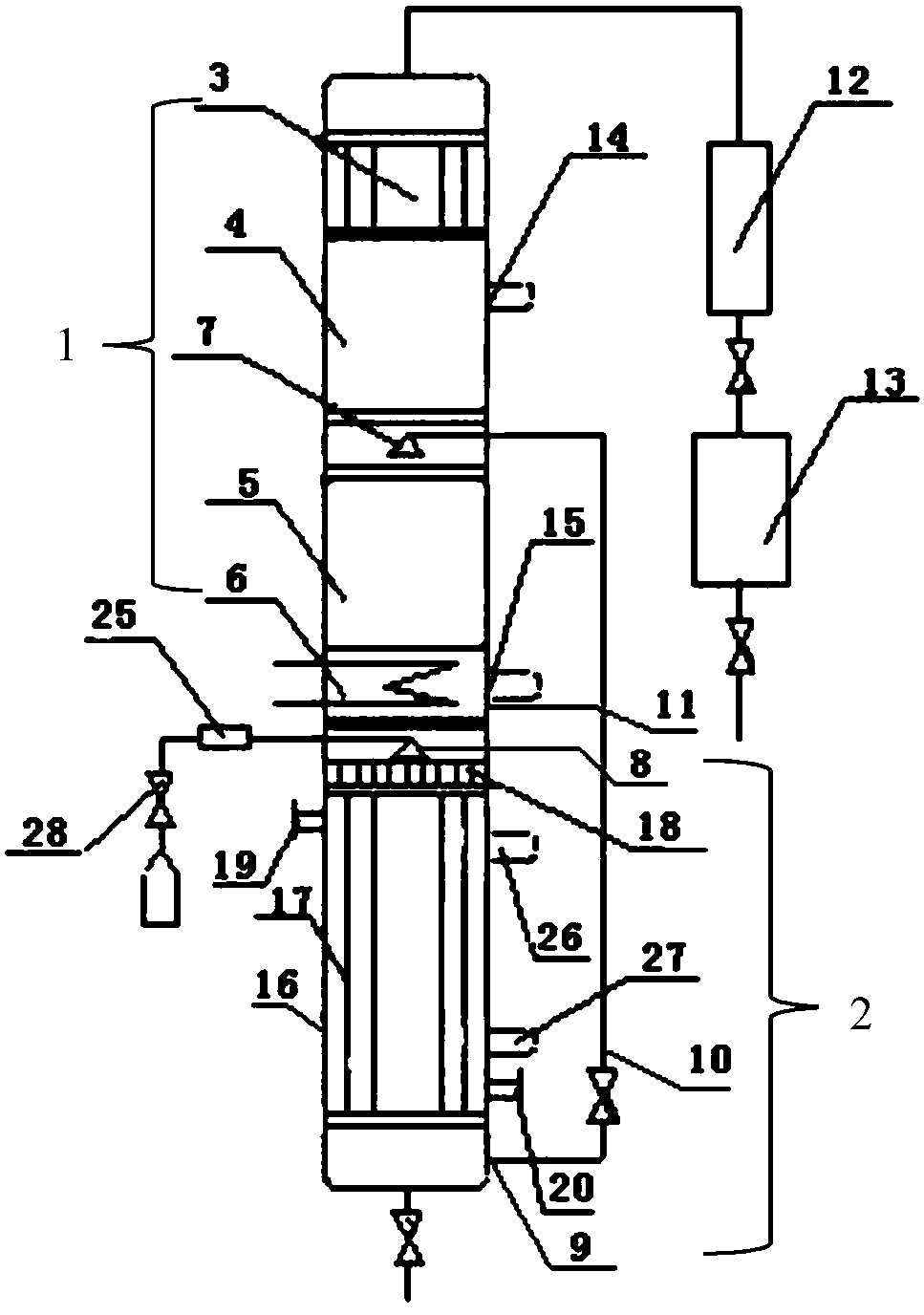 Tube bundle reaction and rectification integration apparatus