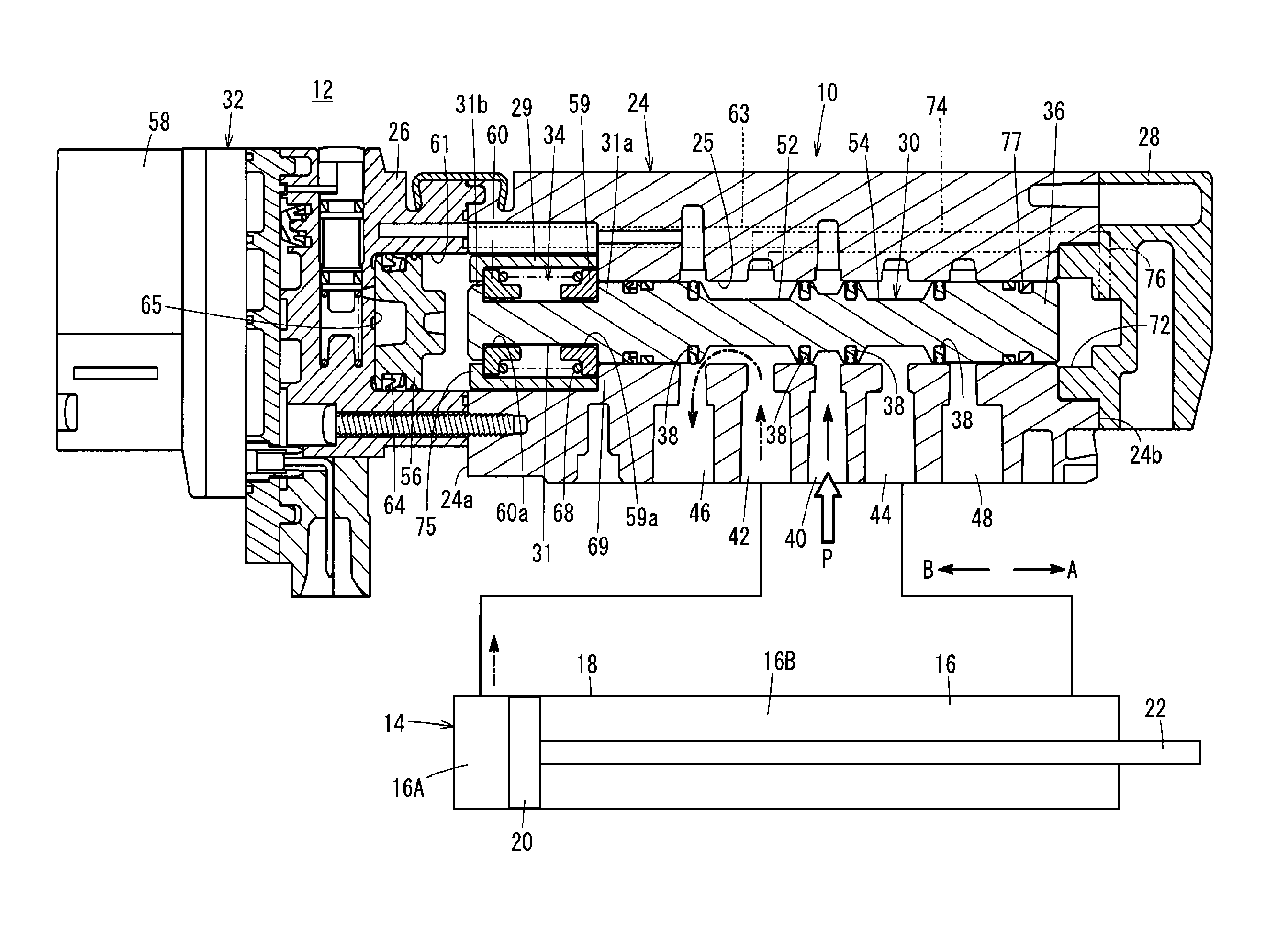 Flow passage switching unit