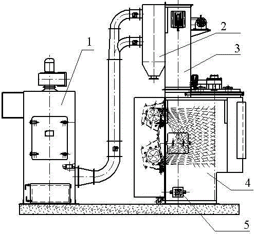 Lifting hook rotating disc type device of shot blasting machine