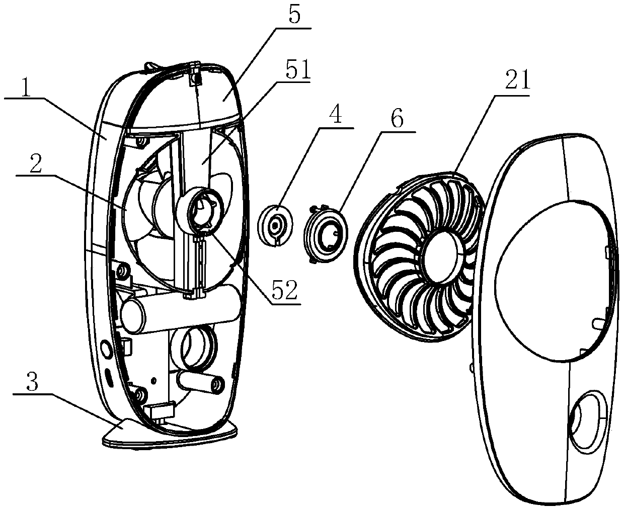 A structure-improved water mist fan