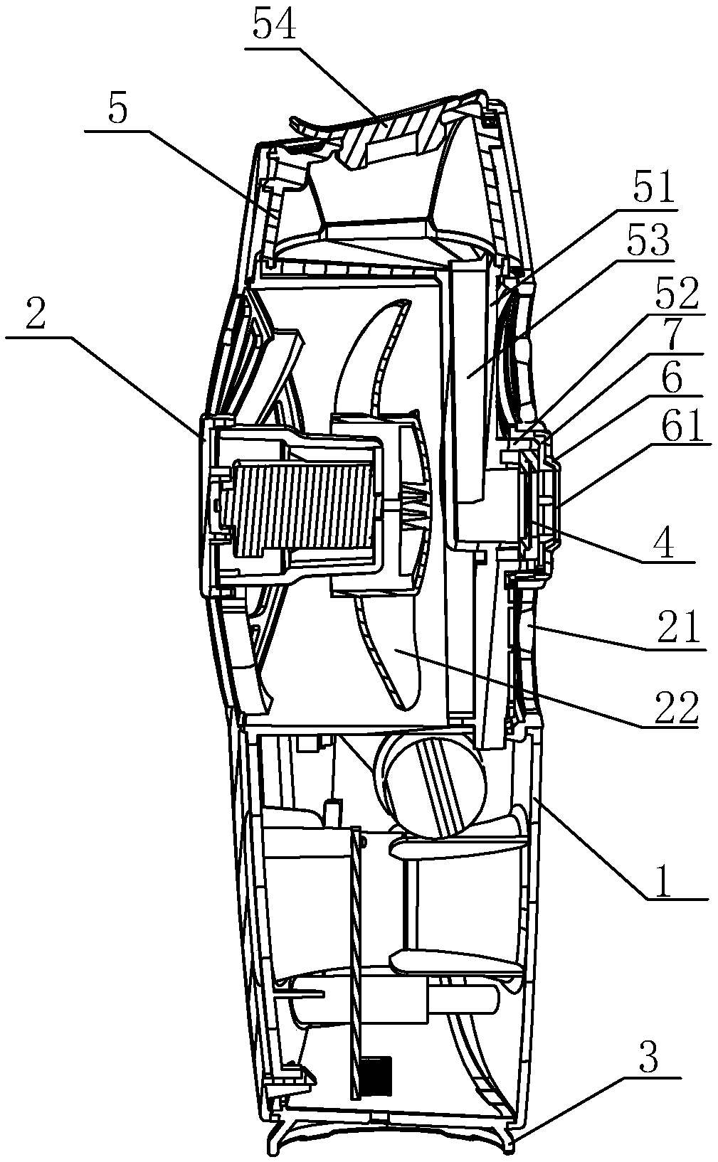 A structure-improved water mist fan