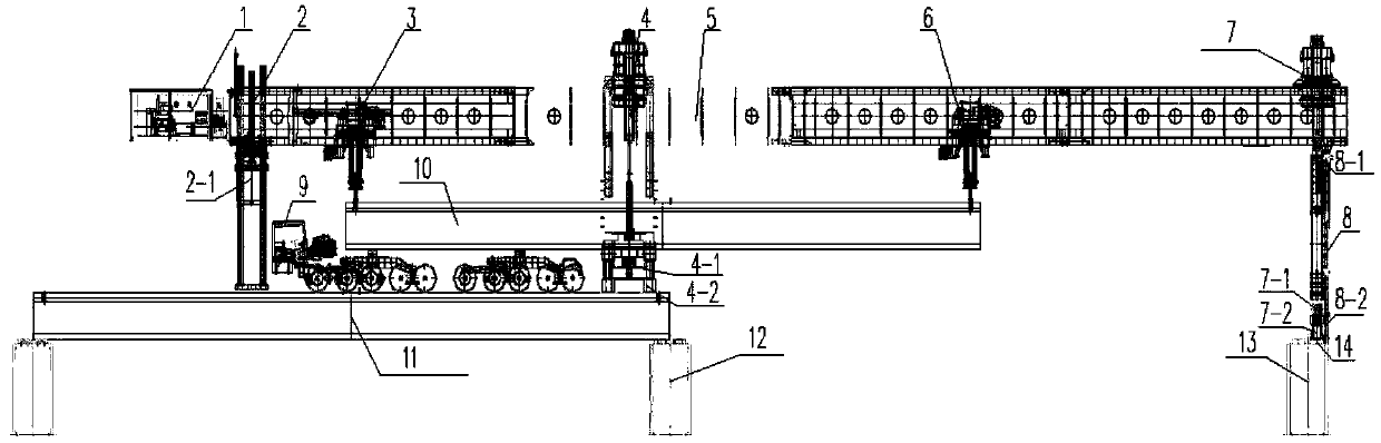 Light rail elevated prefabricated box girder erection construction device and construction method thereof