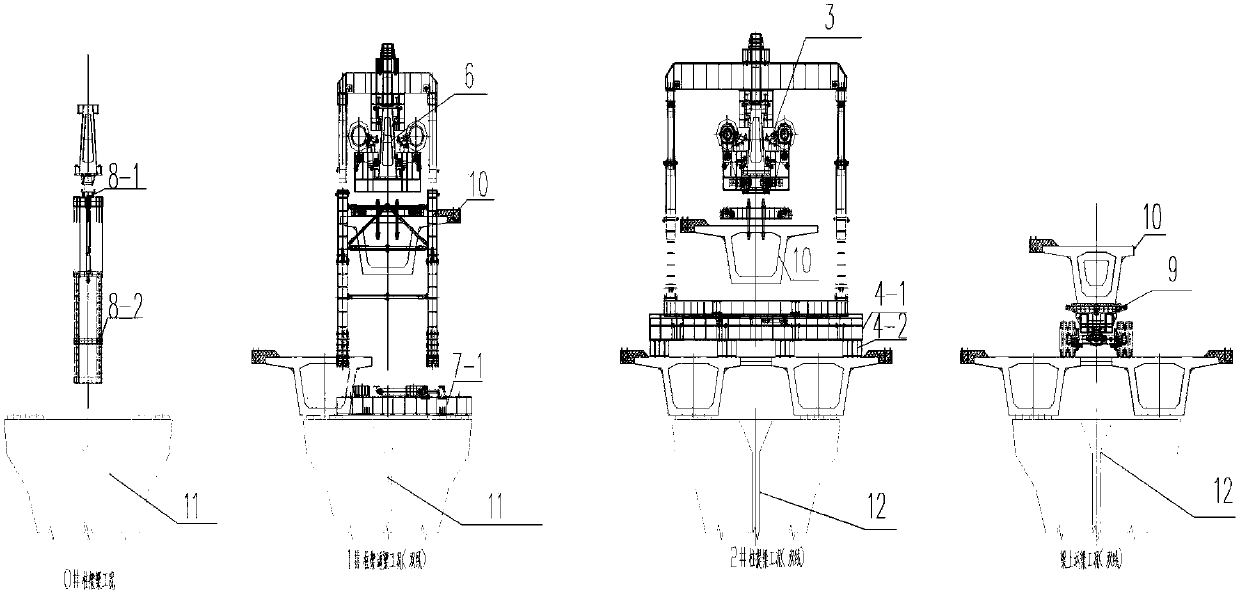 Light rail elevated prefabricated box girder erection construction device and construction method thereof