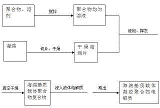 Sponge substrate carrier gel polymer electrolyte and preparation method thereof