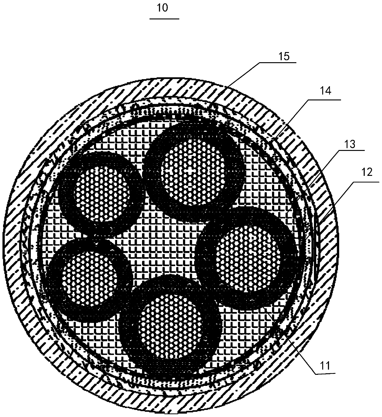 A fiber reinforced fireproof cable