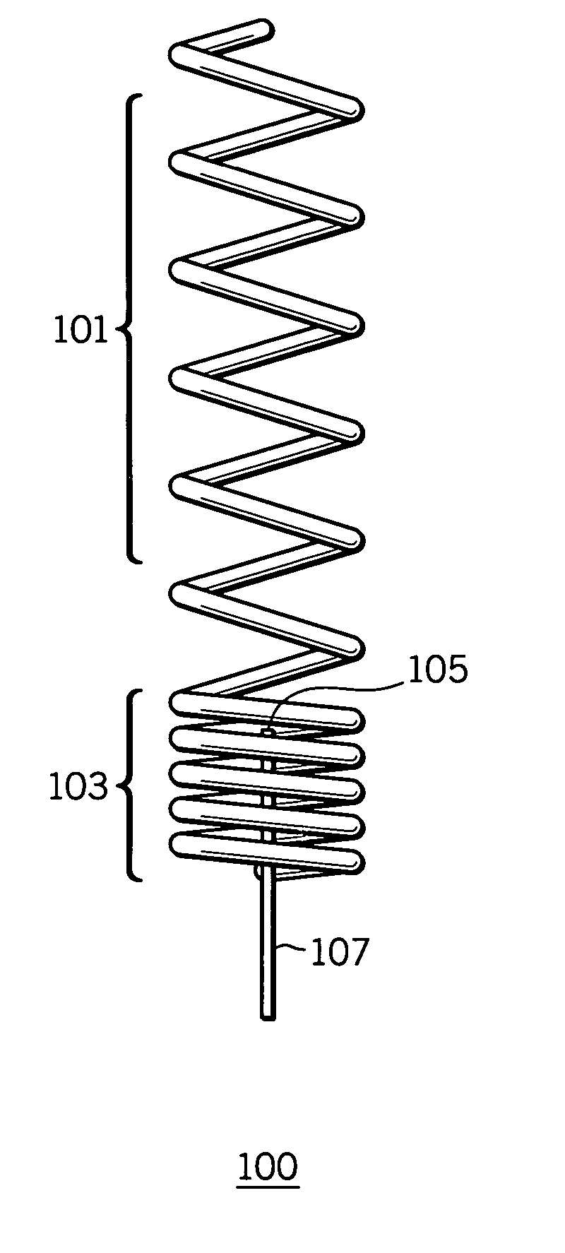 Helical antenna with integrated notch filter