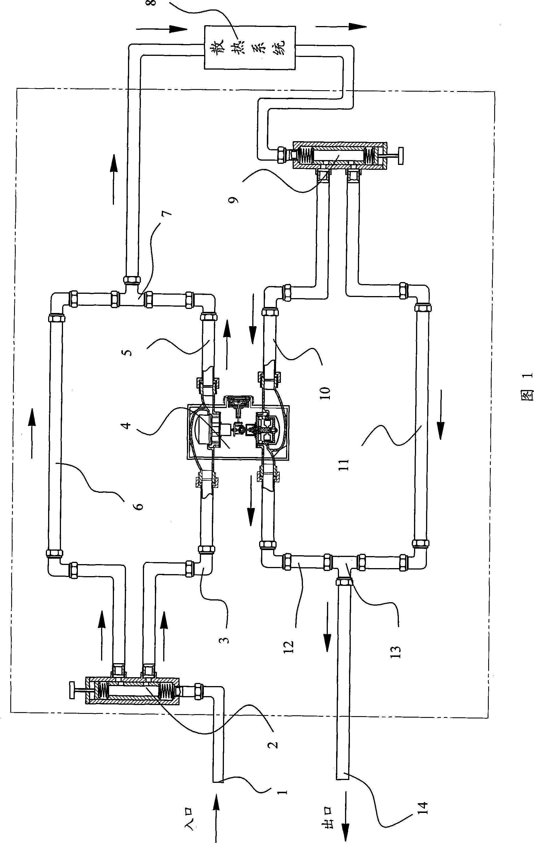 Flow distributor and differential heat meter using the flow distributor