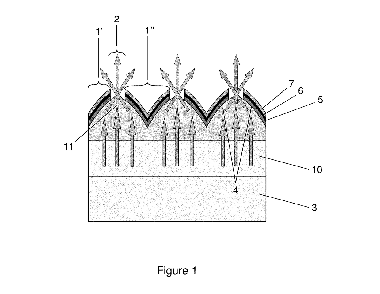 Display device with photovoltaic cells integrated into the screen and improved screen luminosity and reflectivity