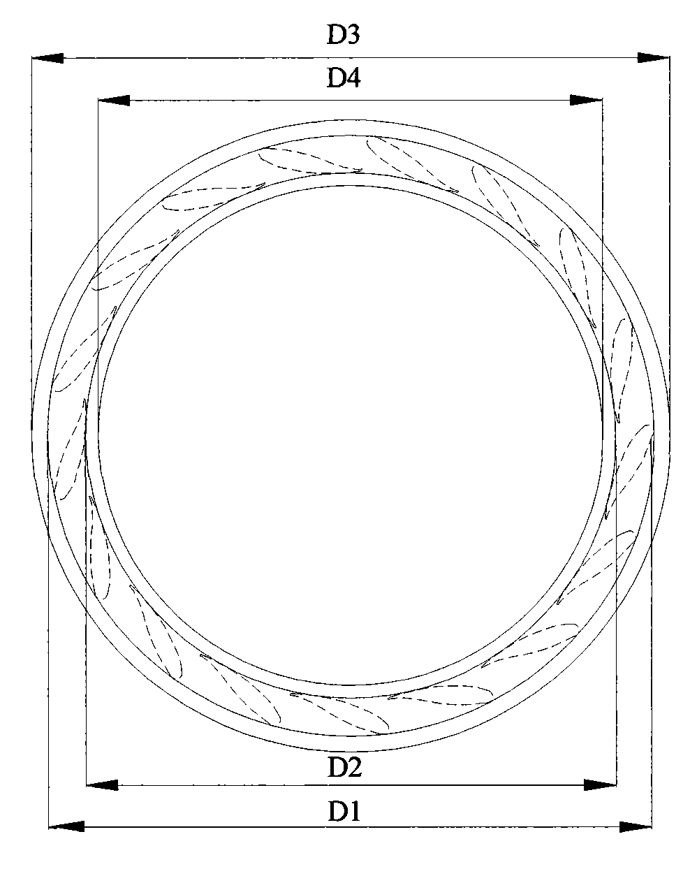 Direct connection low-speed small-scale mixed-flow turbine seating ring applied in hydrodynamic energy-saving cooling tower