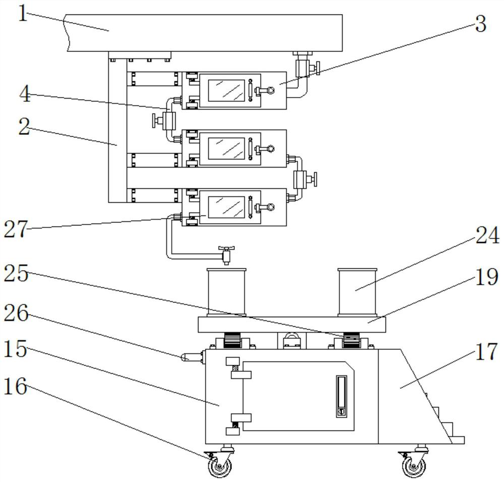 Brake pump machining assembly machine tool external auxiliary oil stain backflow recycling treatment mechanism