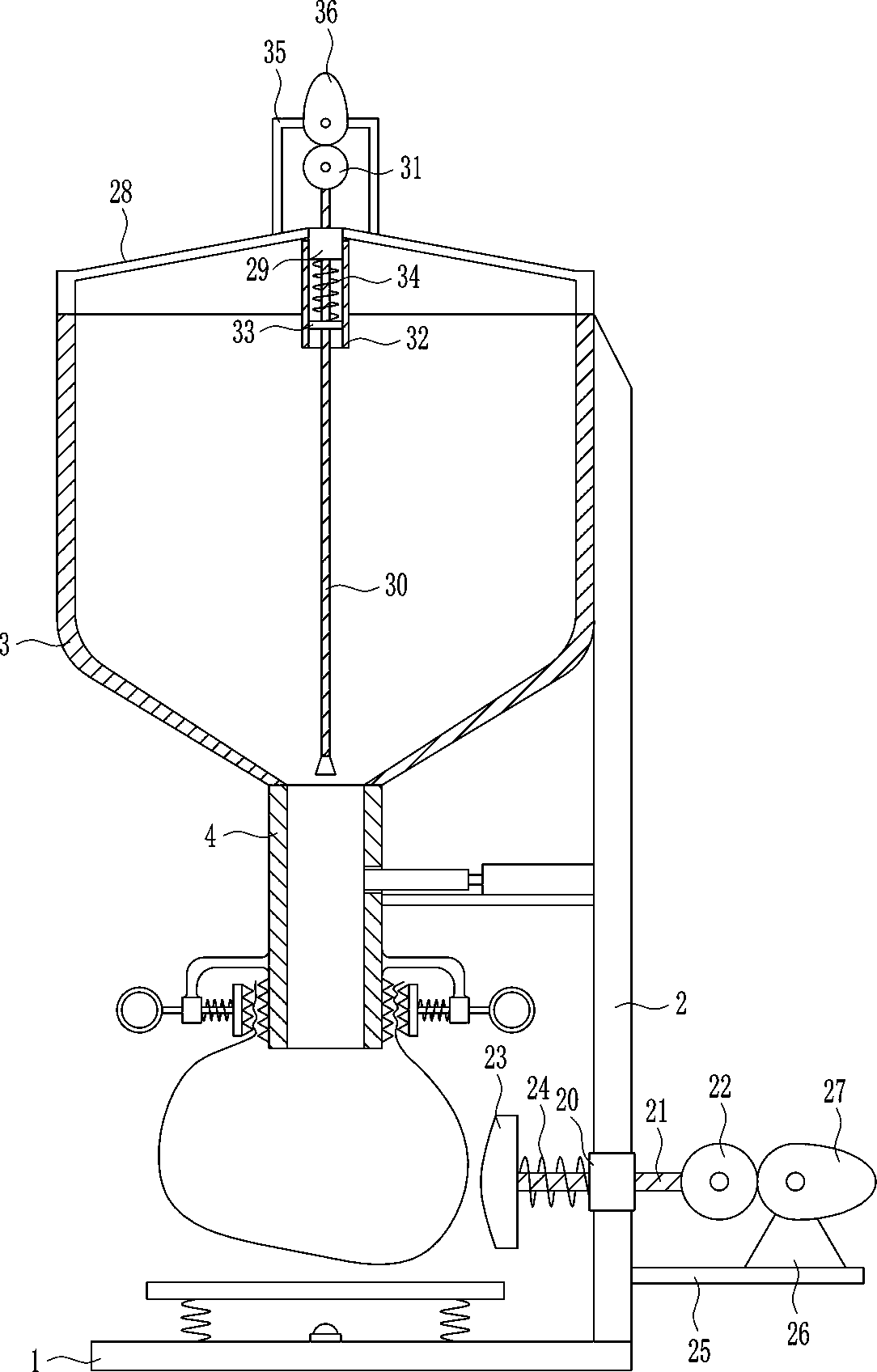 Sand filling device for flood control sandbags used in geological disasters