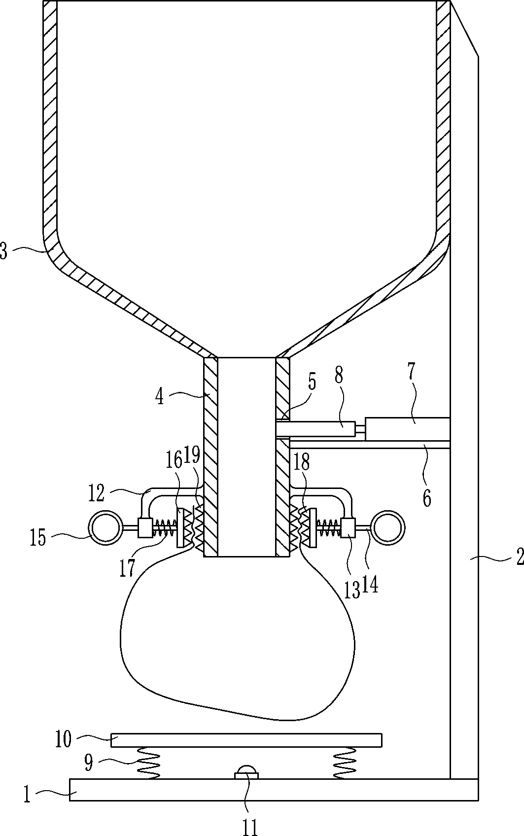 Sand filling device for flood control sandbags used in geological disasters