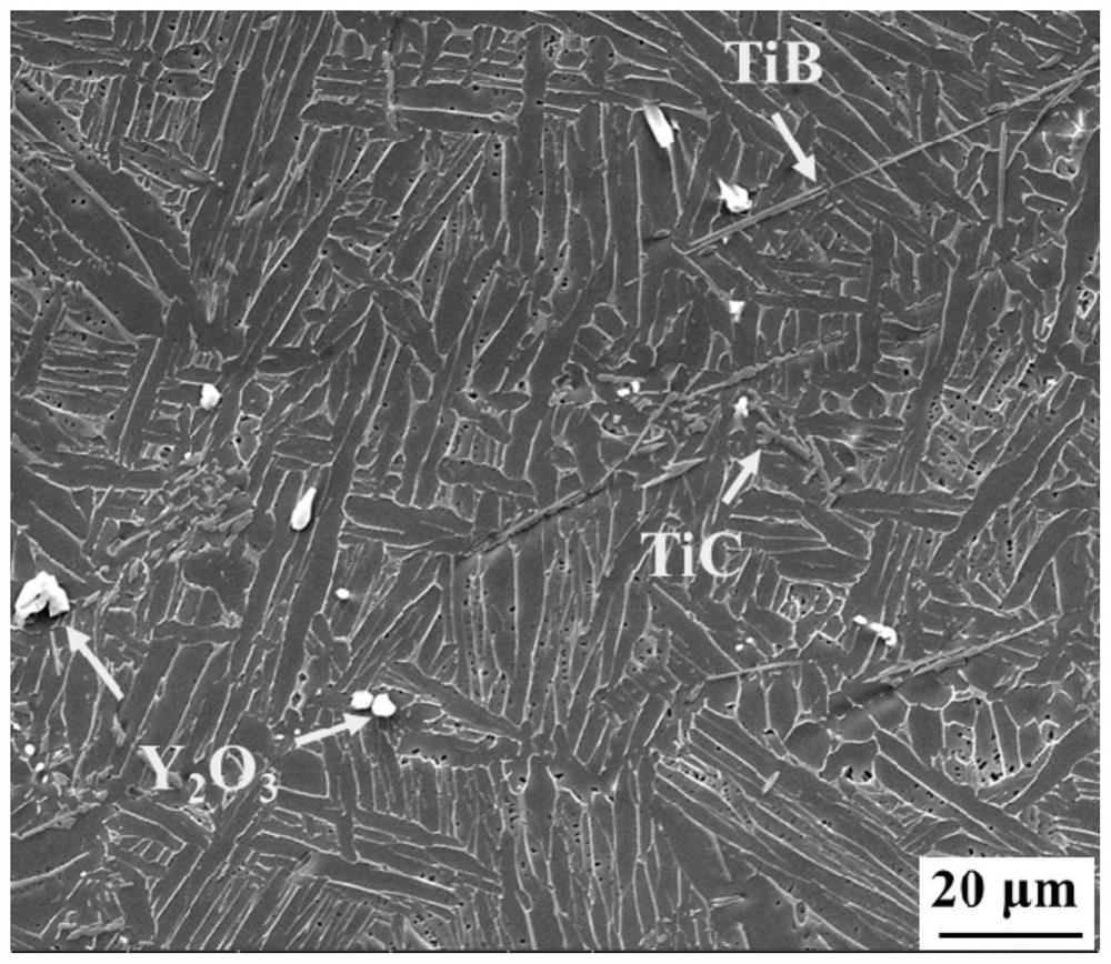 A preparation method of multi-component reinforced high-temperature titanium-based composite material