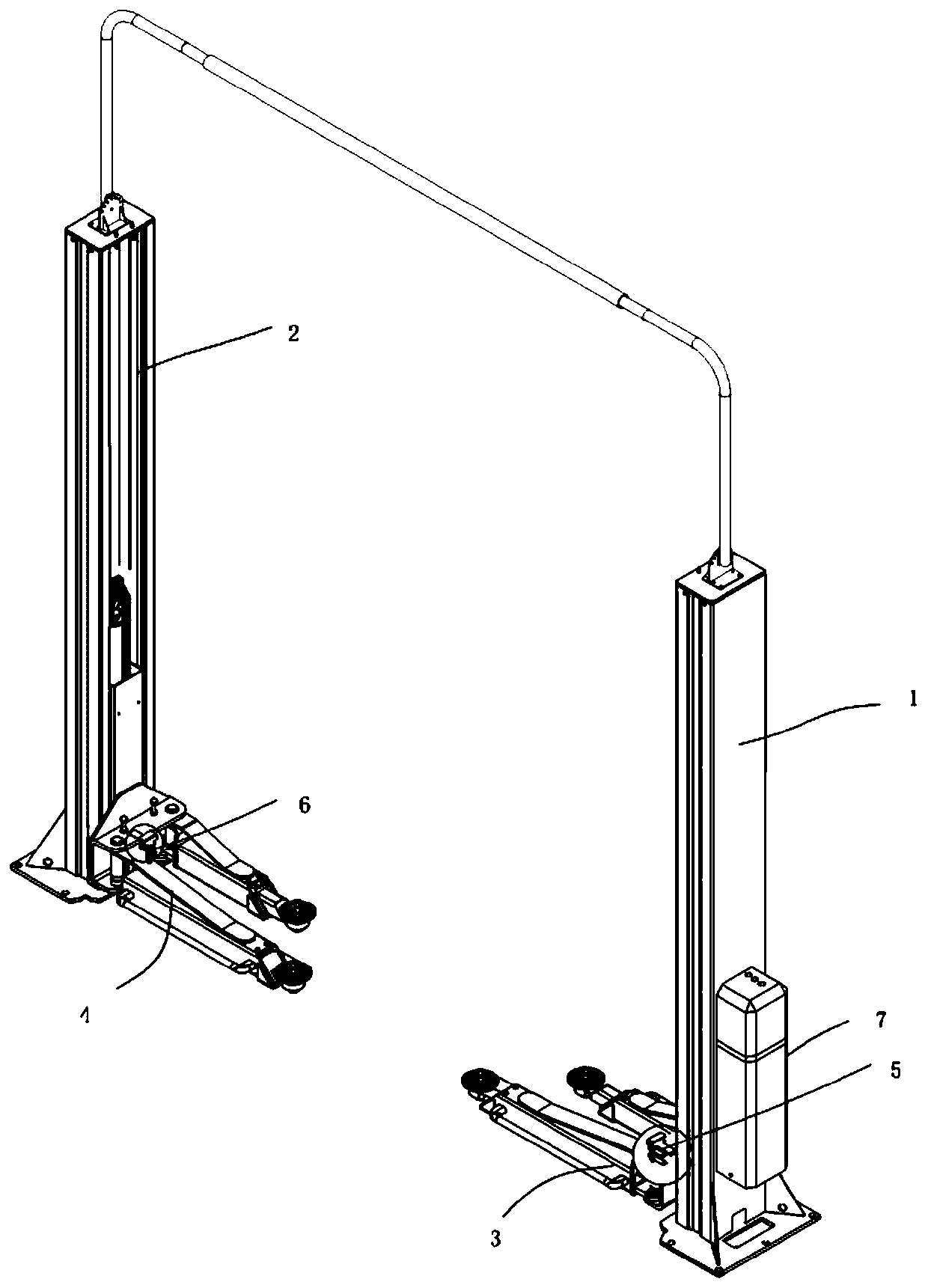 Automatic leveling electro-hydraulic control system of two-column lifter