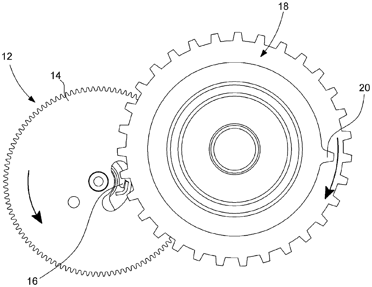 Device for displaying series of periodic events that form annual cycle and timepiece comprising such display device