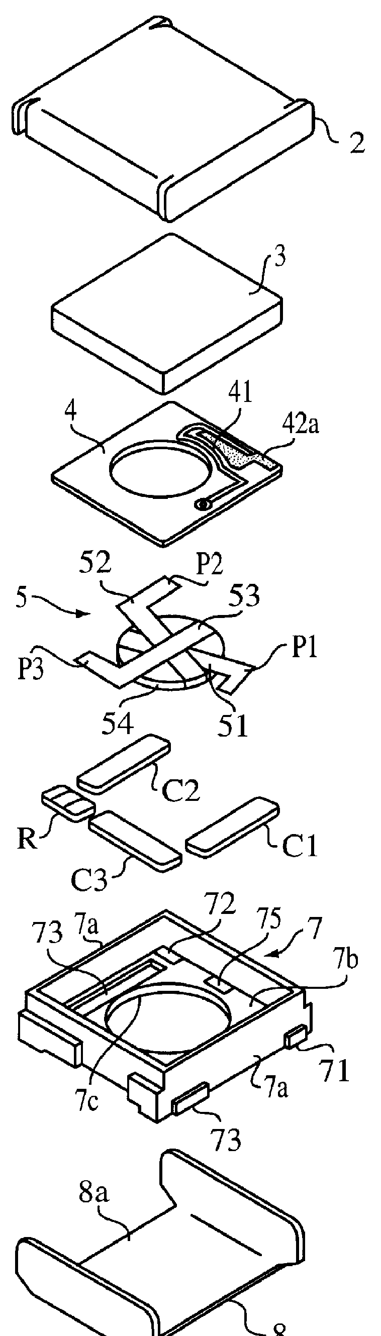 Nonreciprocal circuit device having a low-pass filter formed on a spacer