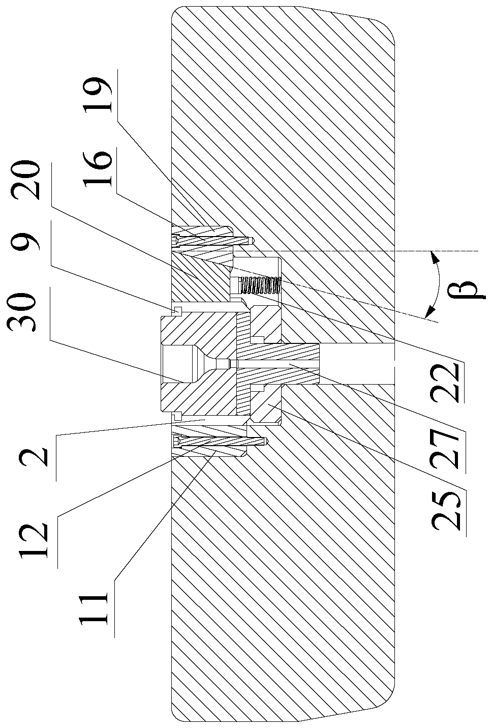 Female die fastening device of cylindrical closed forging die