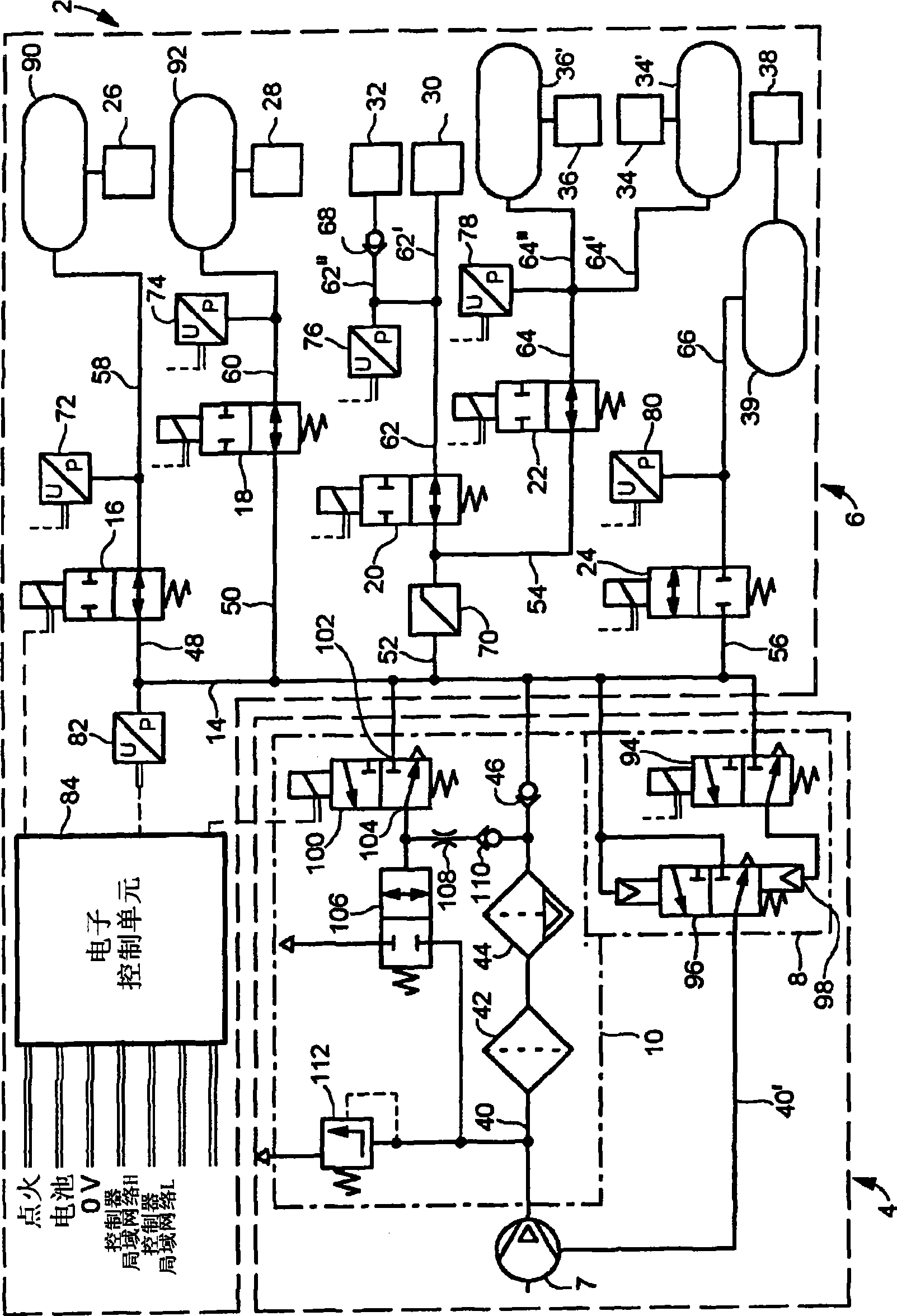 Compressed air supply system and method for determining the parameters of said system