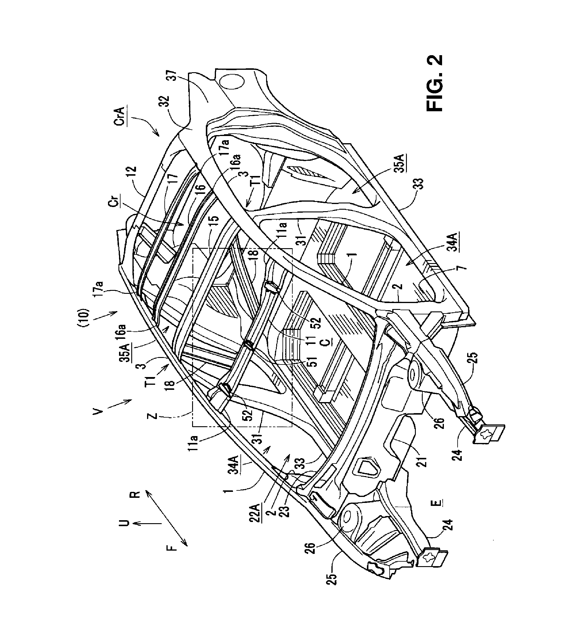 Upper vehicle-body structure of vehicle