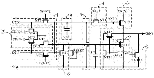 GOA circuit, liquid crystal panel and display device