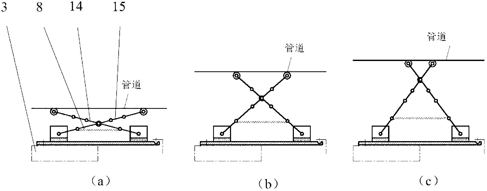 Video detection camera automatic centering device in pipe