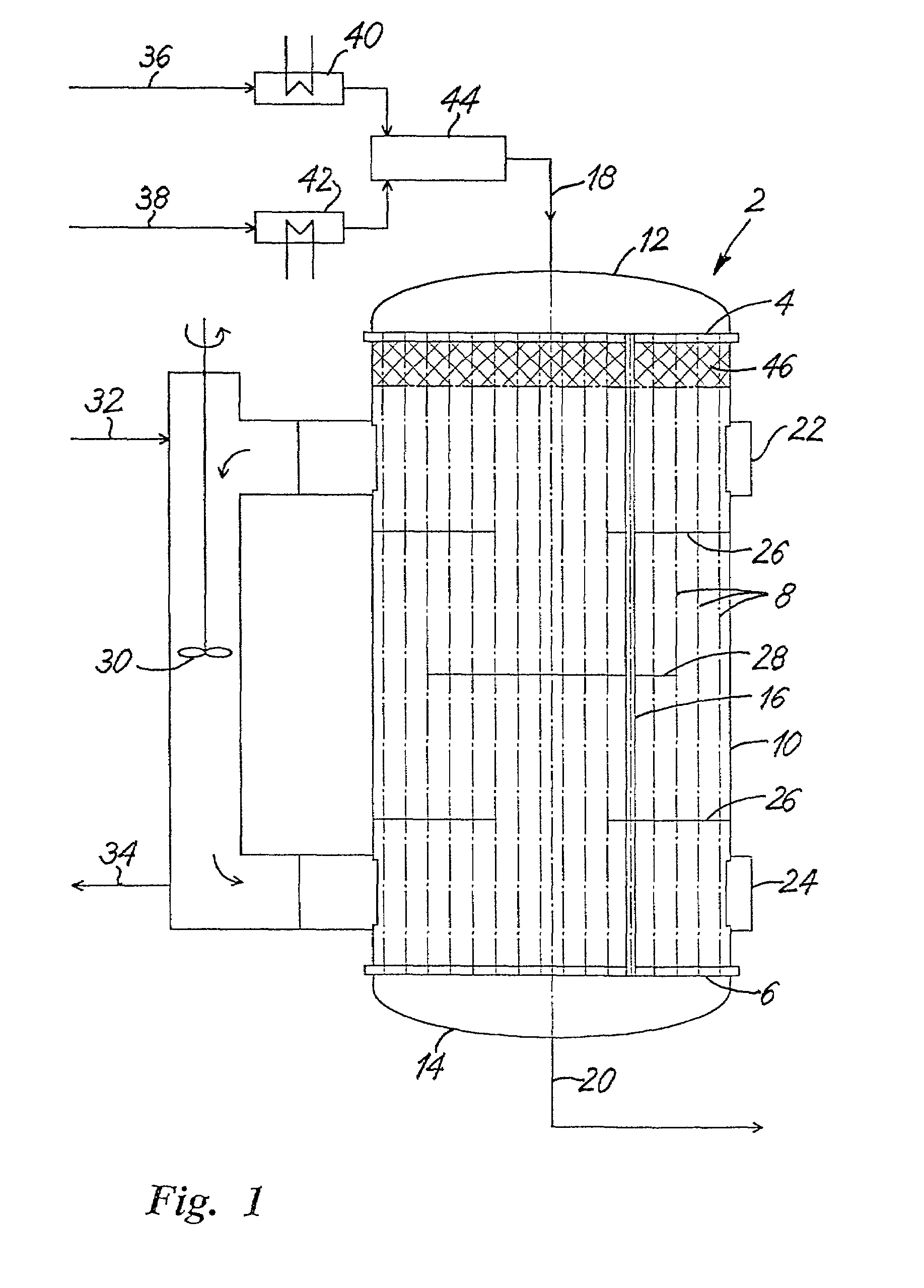Tubular reactor for catalytic gas phase reactions