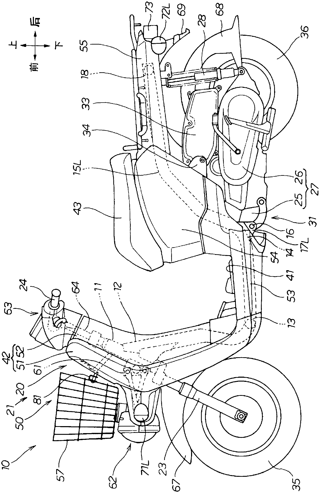 Vehicle lighting device supporting structure