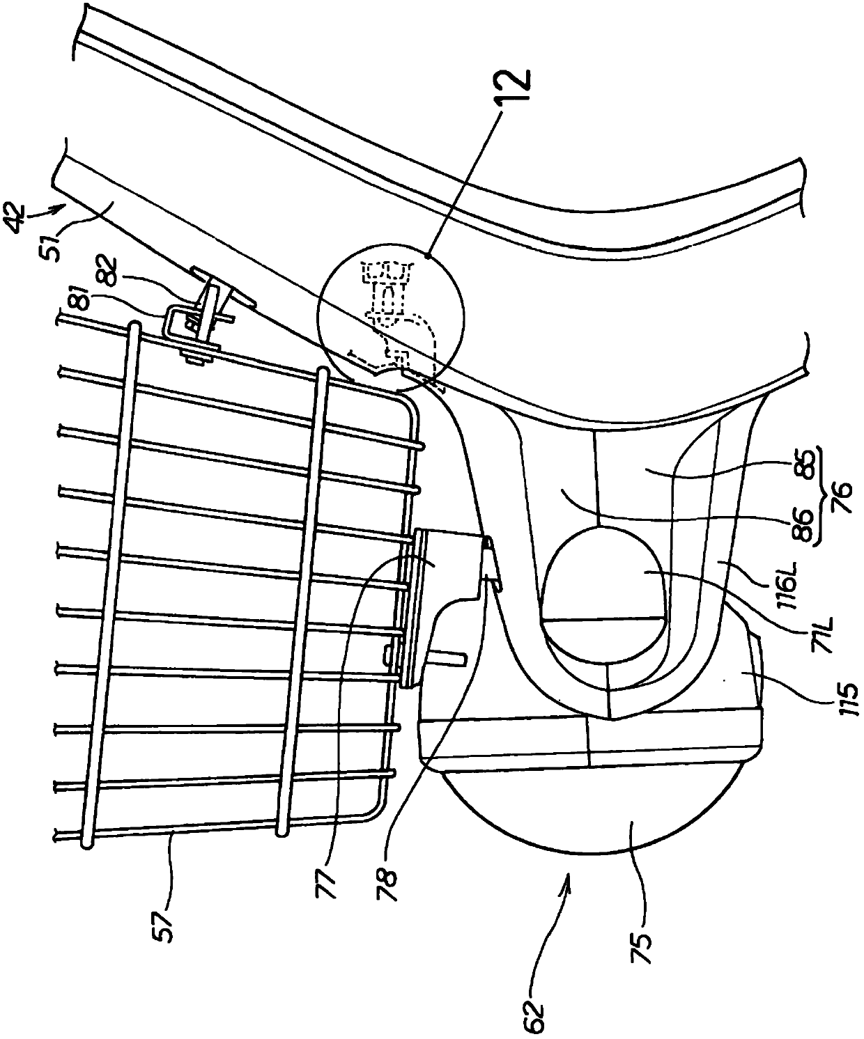 Vehicle lighting device supporting structure