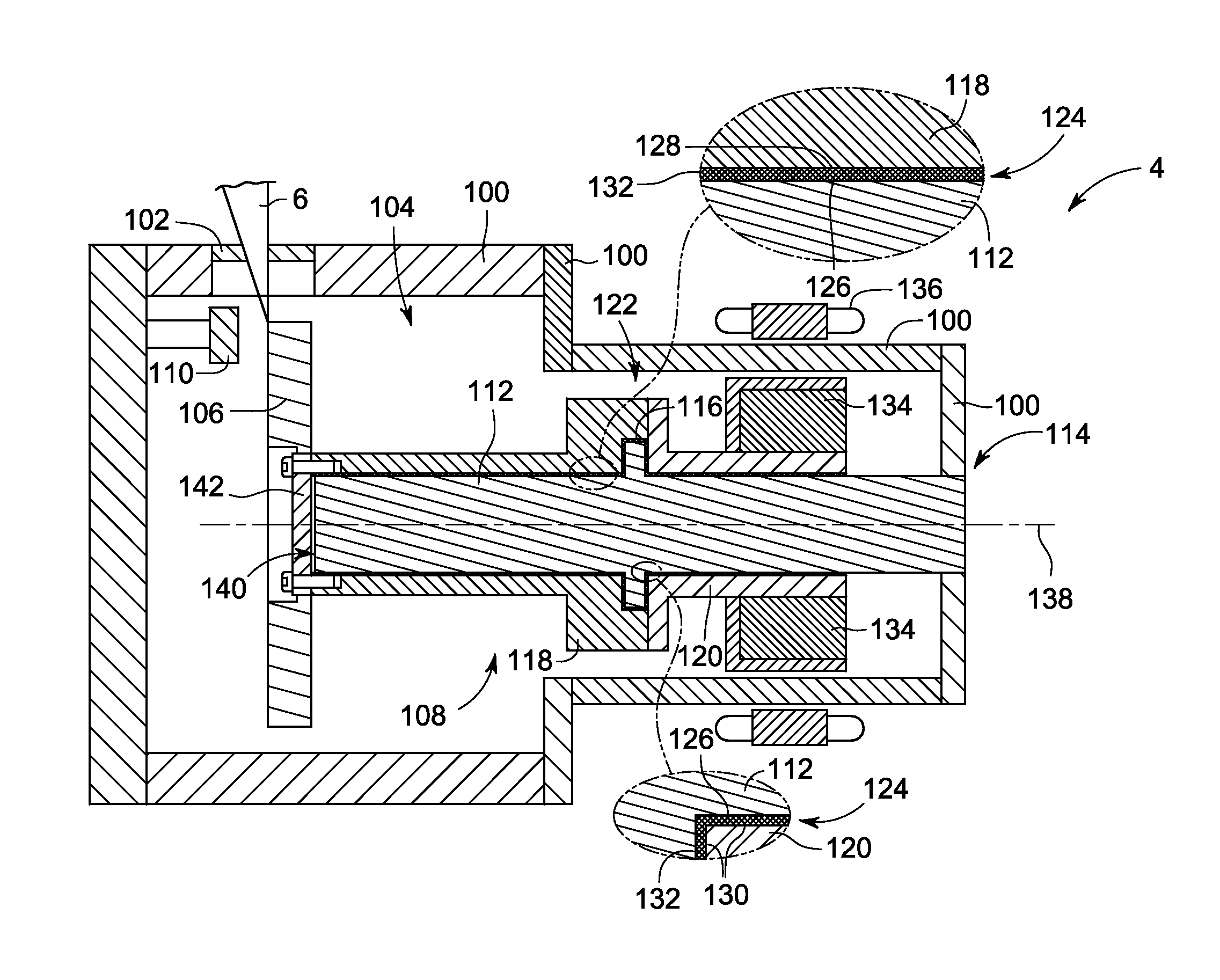 Antiwetting coating for liquid metal bearing and method of making same