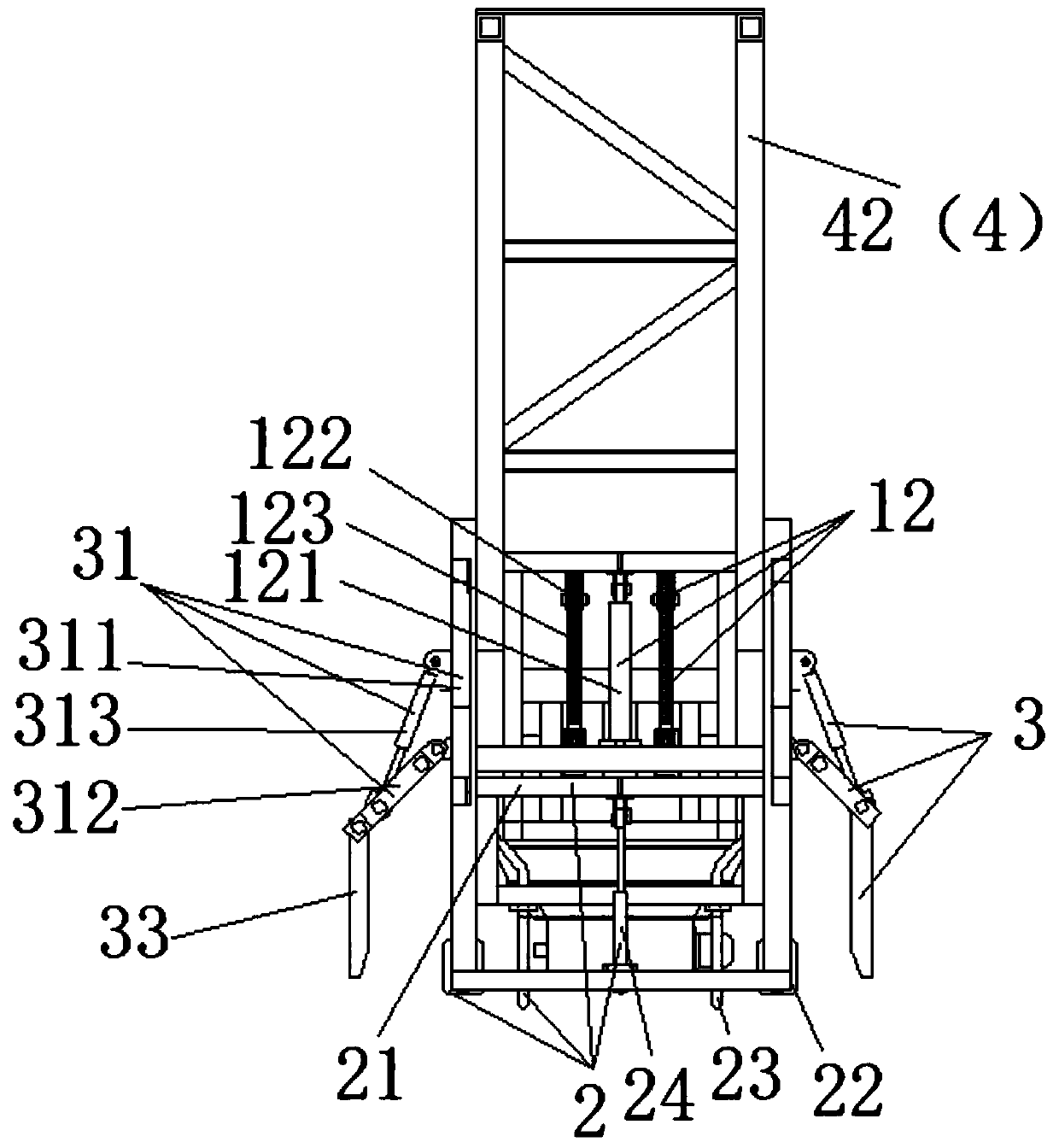 Integrated distributing machine for concrete