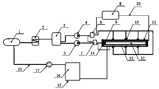 A supercritical carbon dioxide pulse jet oil pipe cleaning device and method