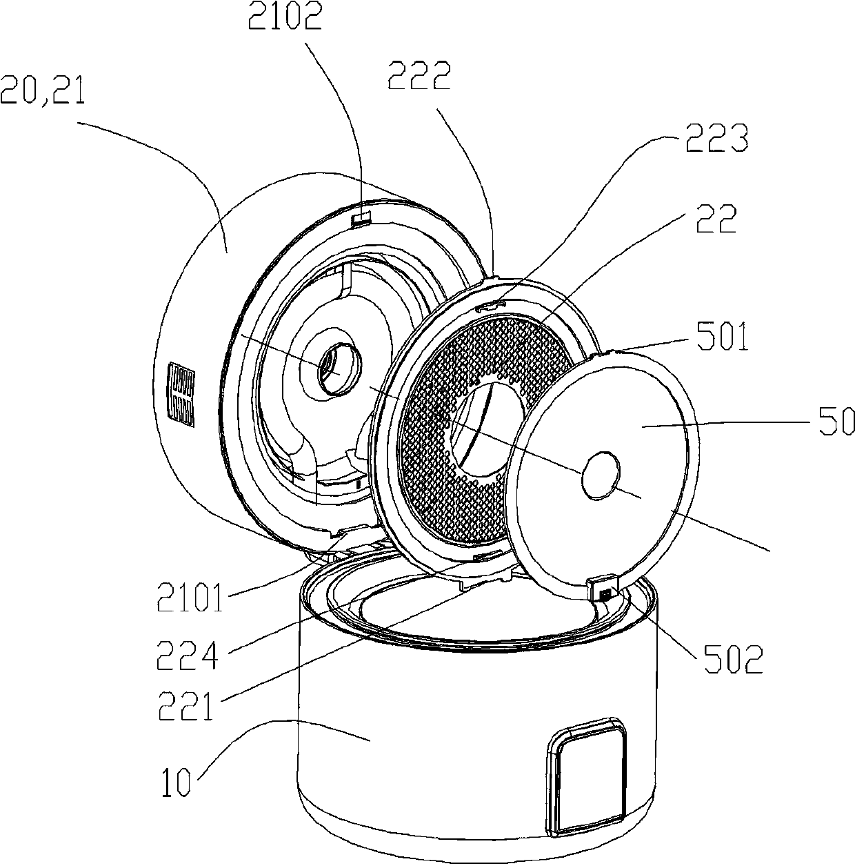 Electric caldron with light wave baking function