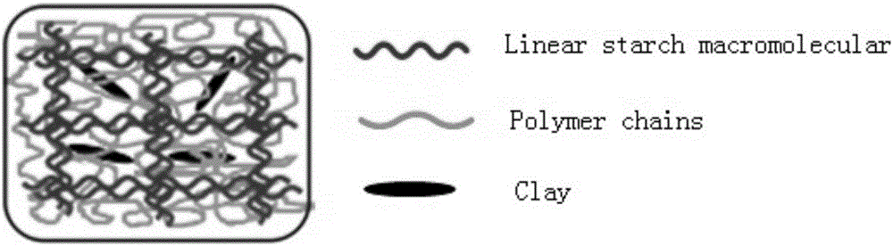 High-strength starch/clay composite material and preparation method thereof