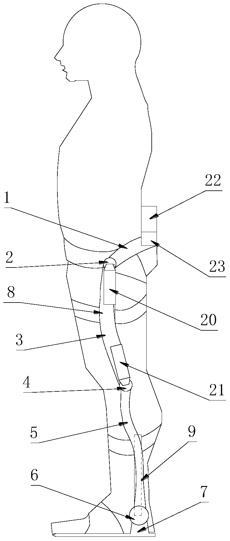 An assisting device for human lower limb movement