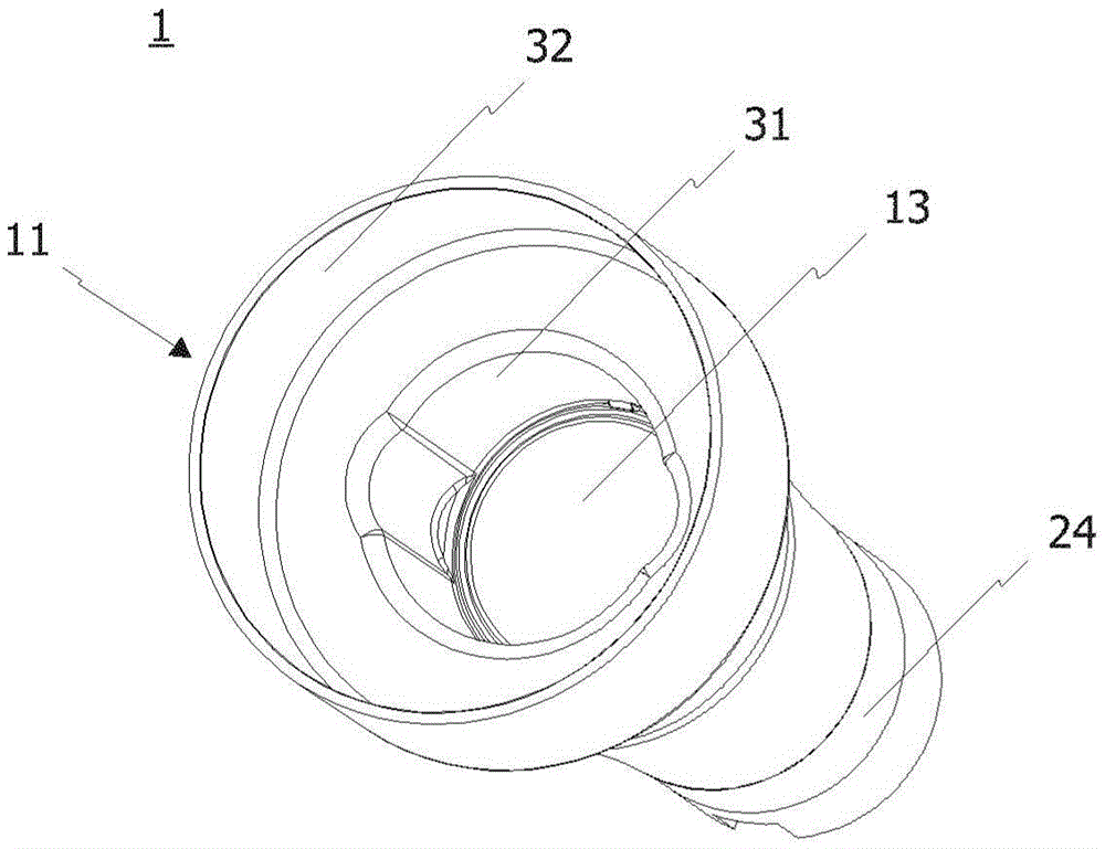 Modular nozzle having wear-resistant housing part