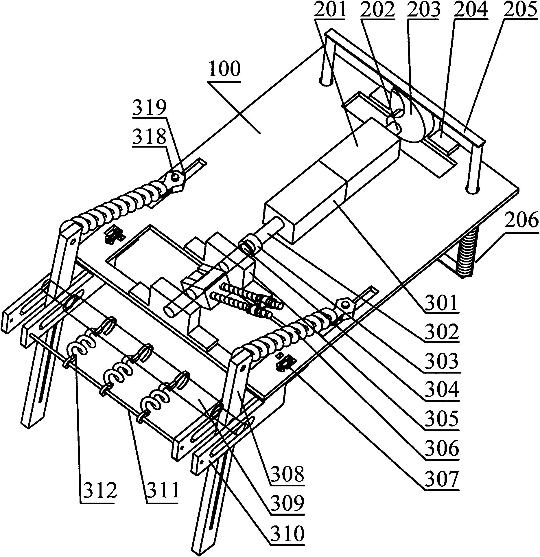 Jumping robot of locust-simulated turning joint lever ejecting mechanism