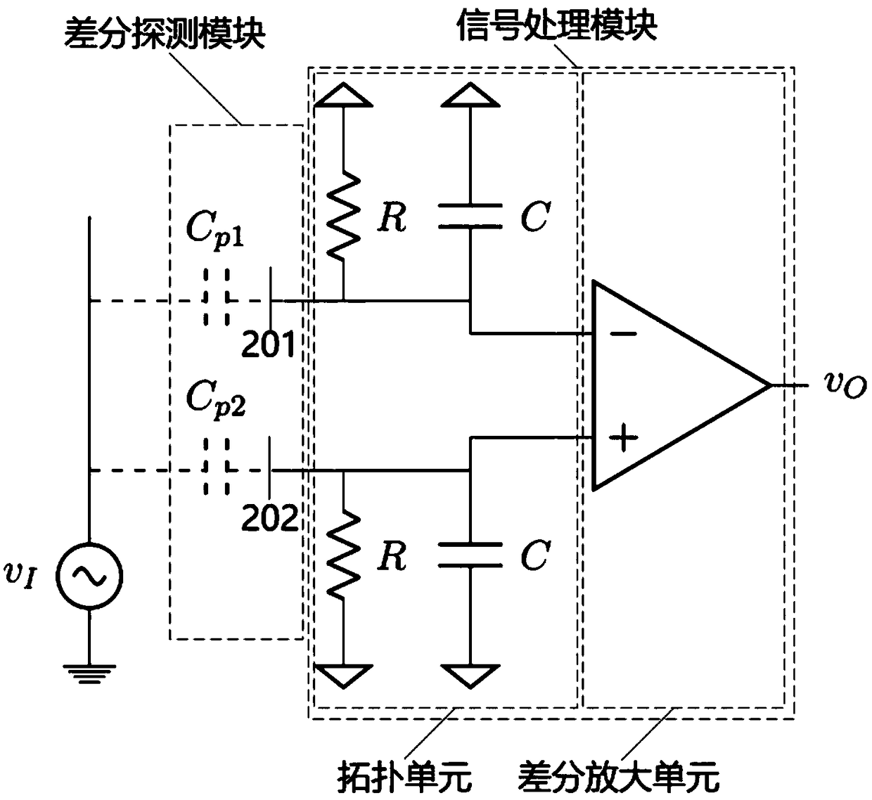 Differential probe and non-contact voltage measuring device