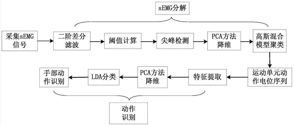 Hand motion recognition method based on surface electromyography signal decomposition