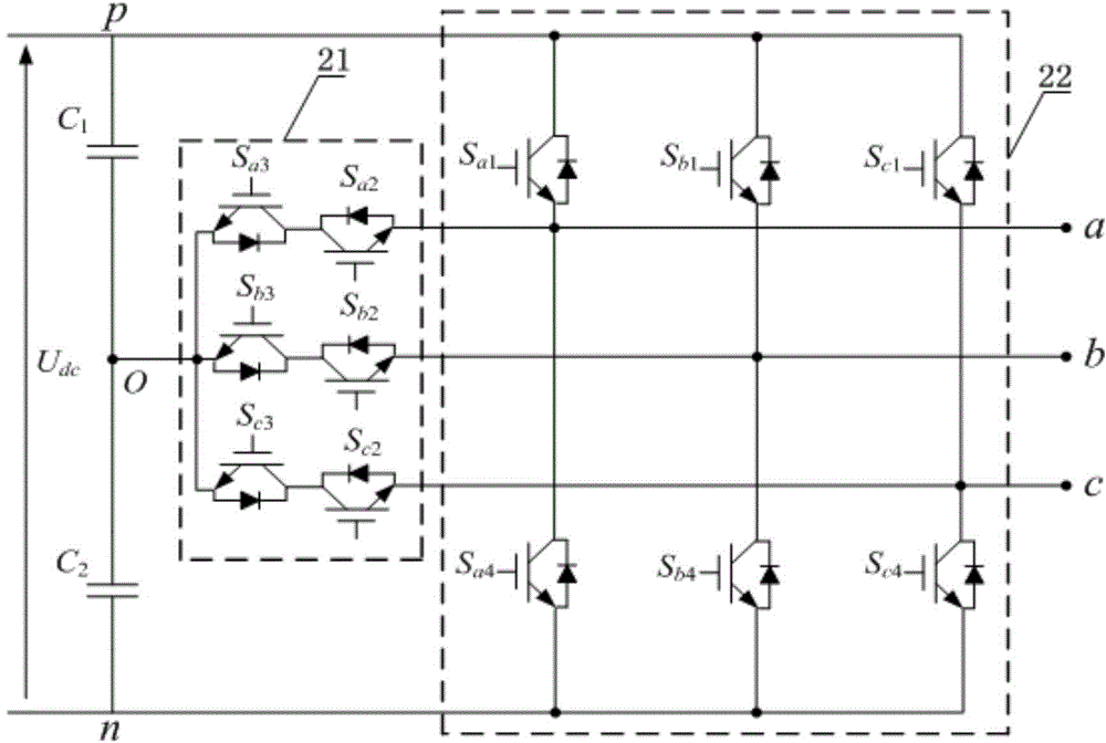 Tri-level four-leg T-shaped fault-tolerant converter and control method thereof