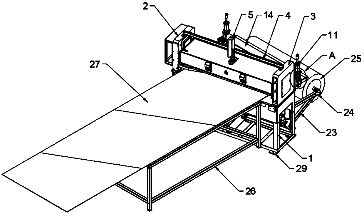 Feeding mechanism of roller pair cutting machine