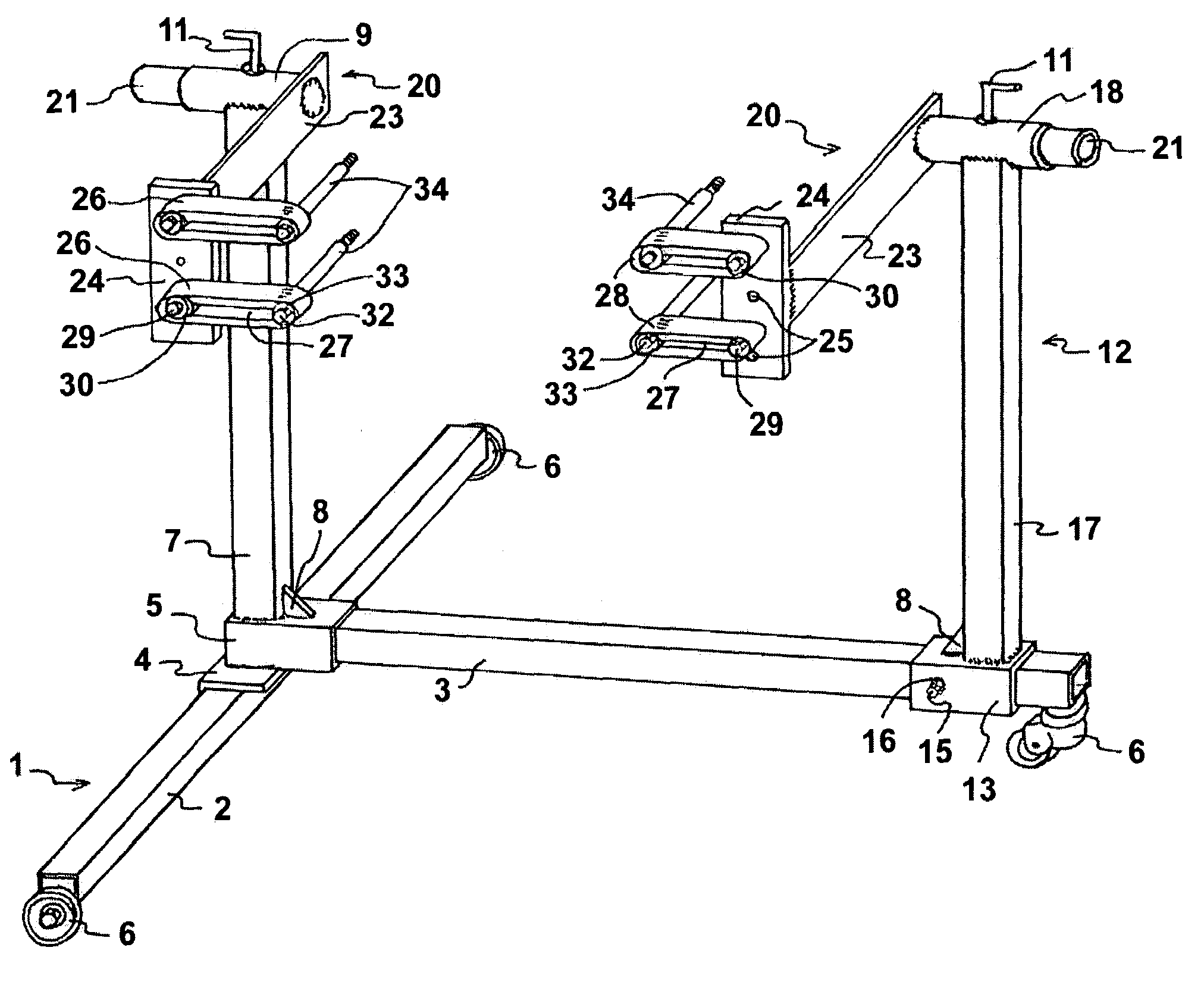 Universal stand for vehicle engines and gearboxes