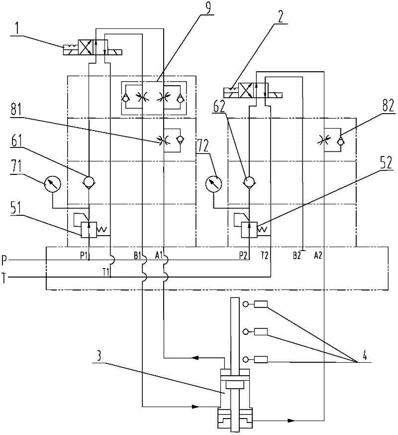 Hydraulic loop used for controlling accessory head and C shaft and machine tool