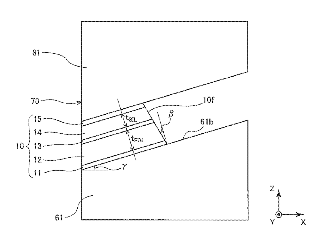 Magnetic recording head with spin torque oscillator layers satisfying width, thickness and angle relationship formulas