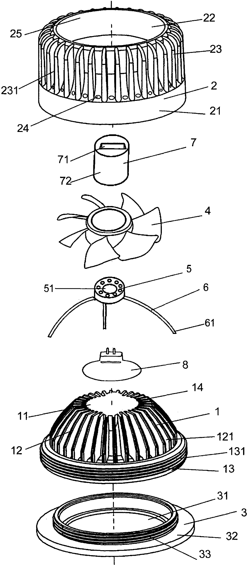 Cooling device of LED (light slight-emitting diode) light source and LED (light-emitting diode) light source