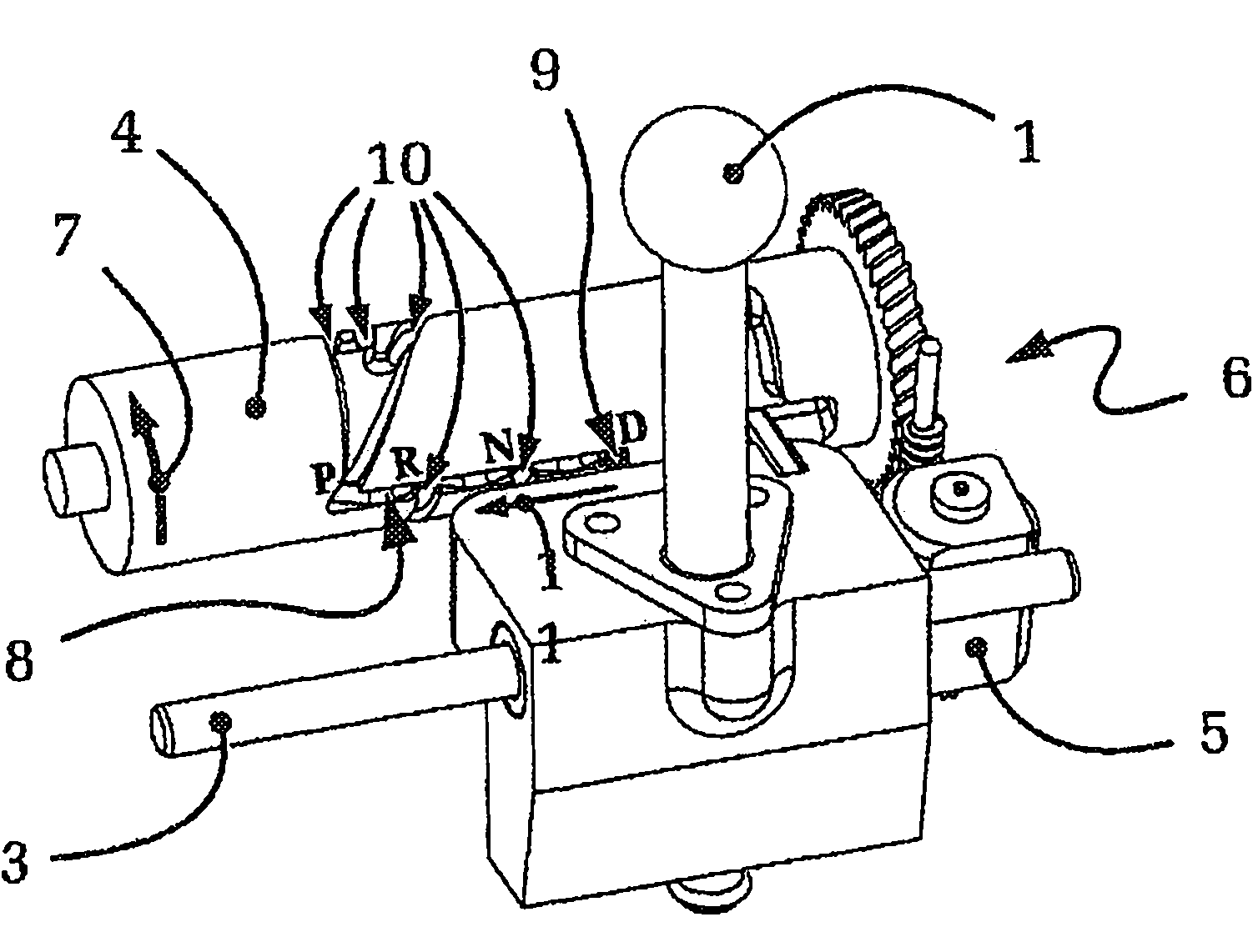 Operating device with gate shafts